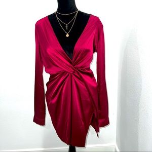 Womens maroon silk dress